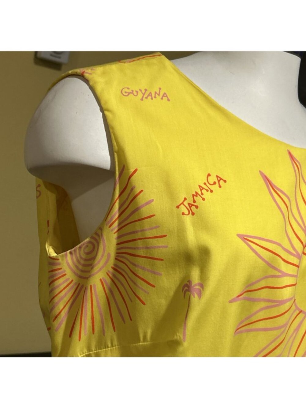 Vintage Tropical Sun Dress Large 14 Sheath Quirky Resort Cruise Resortwear 80s - Picture 7 of 16